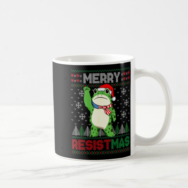 Taza De Café Frog Retro Merry Resistmas Funny Litical Ugly Chri (Derecha)