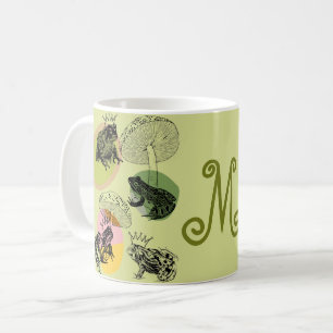 Taza De Café Frogcore y hongos adoran monograma estético