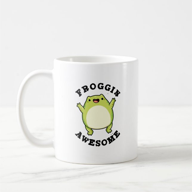 Taza De Café Froggin Awesome Funny Frog Pun (Izquierda)