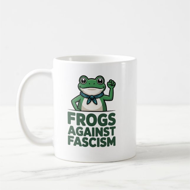Taza De Café Frogs Against Fascism - Portland Frog Protest, fas (Izquierda)