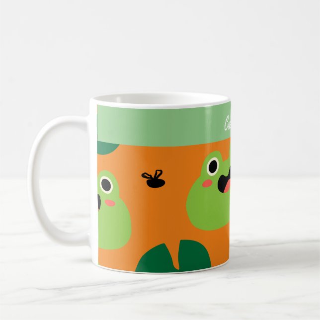 Taza De Café Frogs & Lily Pads texto editable (Izquierda)