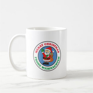 Taza De Café Frohe Weihnachten Navidades alemanes Santa