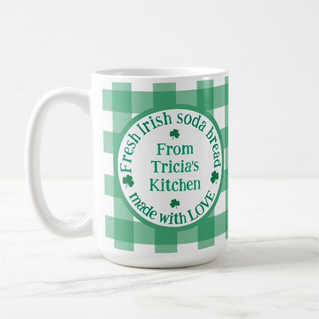 Taza De Café From NAME Kitchen with Love Irish Green Check  (Izquierda)