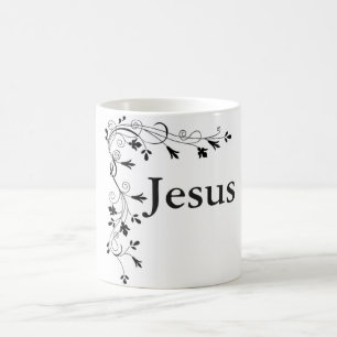 TAZA DE CAFÉ FRONTERA DE LA ESQUINA FLORAL DE JESUS