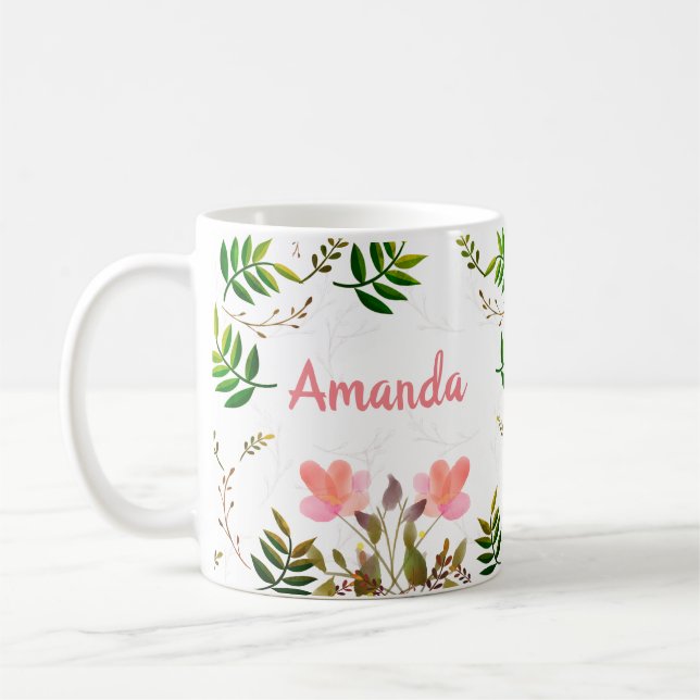 Taza De Café Fronteras, hojas y flores (Izquierda)