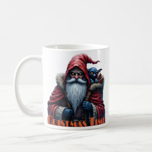 Taza De Café Frostbite Santa & His Mischief Elf. (Izquierda)