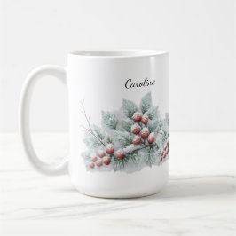 Taza De Café Frosted Winter Berry and Spruce Botanical Holiday