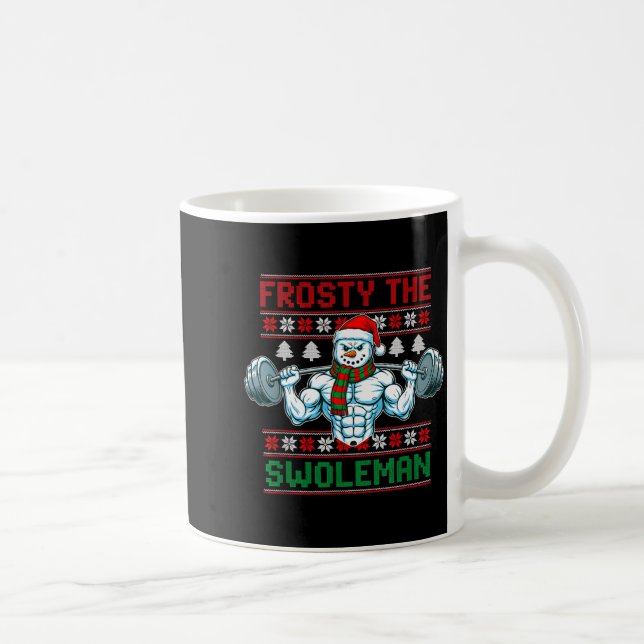 Taza De Café Frosty The Swoleman Ugly Christmas Sweater Funny S (Derecha)