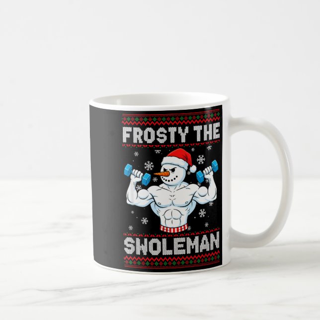 Taza De Café Frosty The Swoleman Ugly Christmas Sweater Funny S (Derecha)