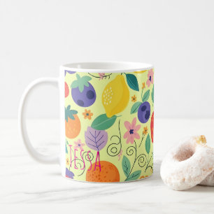 Taza De Café Fruta Citríca Brillante y Arte Veraniego Caprichos
