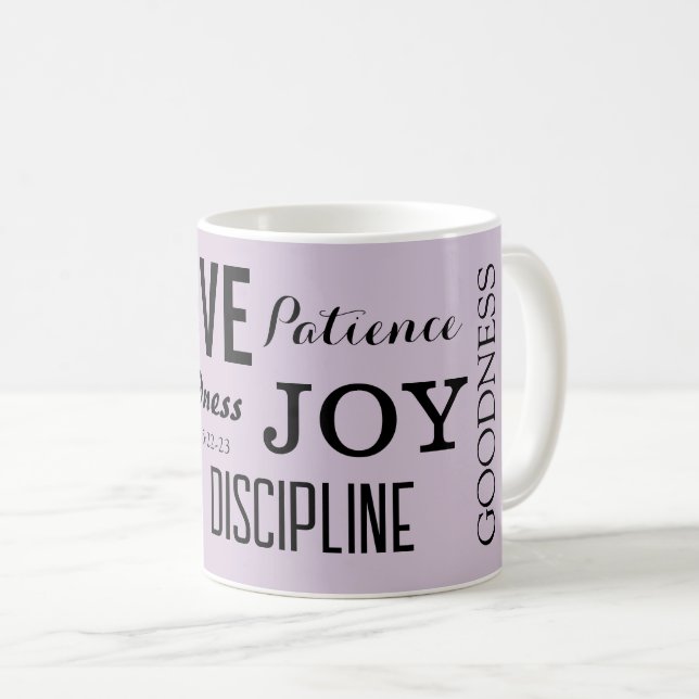 Taza De Café Fruta Cristiana Del Espíritu, Galatianos 5:22-23 (Anverso derecho)