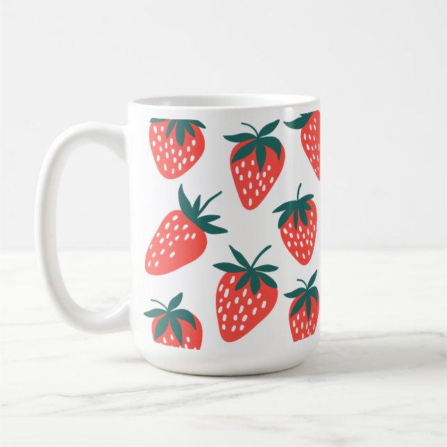 Taza De Café Fruta De Fresa Roja Cubierta Para La Mugre De Fres (Izquierda)