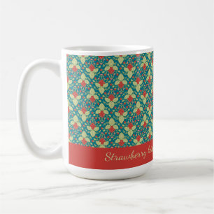 Taza De Café Fruta de fresa roja, flores y estolones