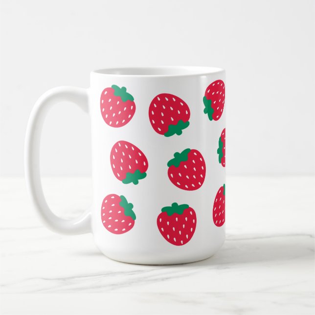 Taza De Café Fruta de fresa roja para fresas LoveMug (Izquierda)
