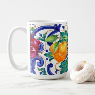 Taza De Café fruta de limón mosaico mediterráneo
