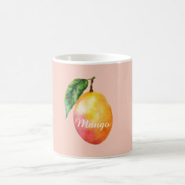 Taza De Café Fruta de mango amarillo rosa
