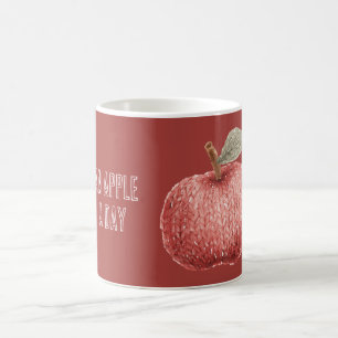 Taza De Café Fruta de manzana roja de punto falso al día