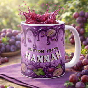 Taza De Café Fruta de Uva Púrpura Vintage Favor Personalizado A