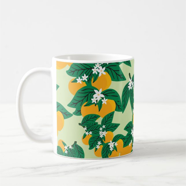 Taza De Café fruta naranja: patrón de cosecha verde. (Izquierda)
