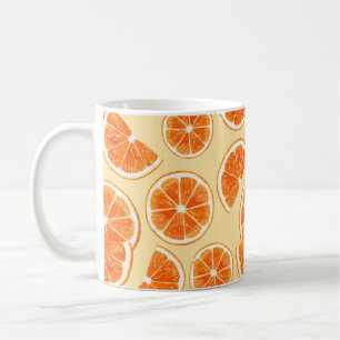 Taza De Café fruta patrón naranja, dieta, acuarela