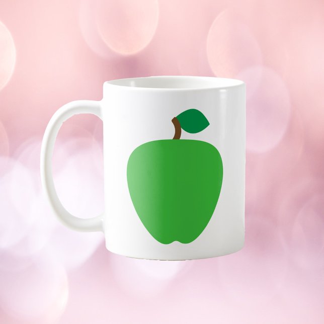 Taza De Café Fruta verde de manzana (A mug with a graphic of a green apple.)