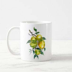 Taza De Café Frutas de limón en una cuenca de rama de árbol