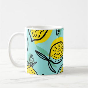 Taza De Café Frutas de limón: patrón vintage de verano.