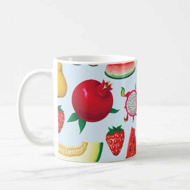 Taza De Café Frutas Exóticas: Impresión a la moda sin problemas (Izquierda)