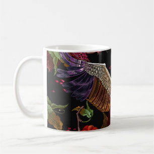 Taza De Café Frutas granadas maduradas, aves grullas y silvestr