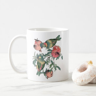 Taza De Café Frutas granadas y aves amorosas