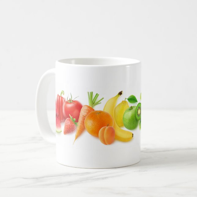 Taza De Café Frutas multicolores seguidas (Anverso izquierdo)