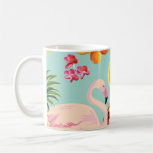 Taza De Café Frutas tropicales Flamingo Vintage