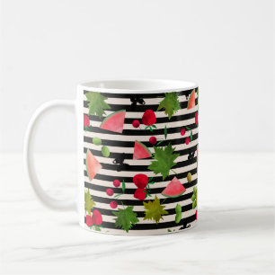 Taza De Café Frutas y bayas frescas sin costuras acuarela dibuj