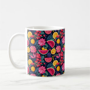 Taza De Café Frutas y flores tropicales