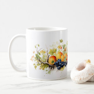 Taza De Café Frutas Y Hojas