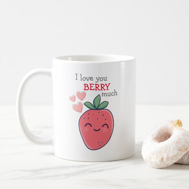 Taza De Café Frutilla Divertida Te Quiero (Con donut)