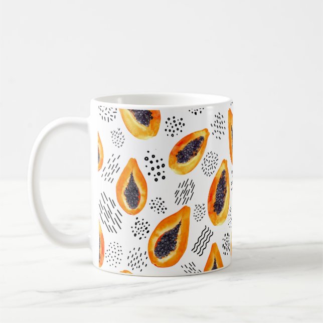 Taza De Café Fruto de la papaya: acuarela abstracta. (Izquierda)