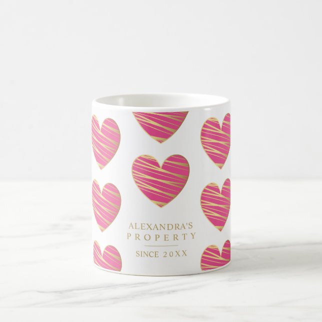 Taza De Café Fuchsia Heart Best Friends Occasion Gift (Centro)