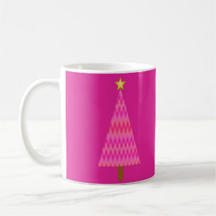 Taza De Café Fuchsia Ombre rosa moderno árbol de Navidad