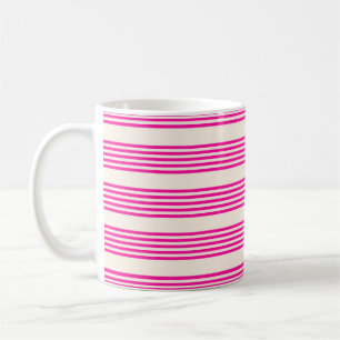 Taza De Café Fuchsia y beige cinco rayas