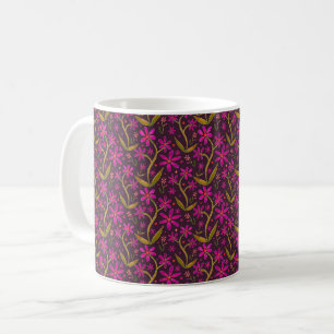 Taza De Café Fucsia Aquarela de Margaritas Bailarinas