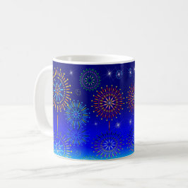 Taza De Café Fuego de Navidades azules de la Marina colorida