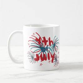 Taza De Café Fuegos artificiales 4 de julio estrellas garabatos