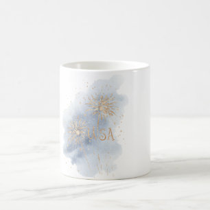 Taza De Café Fuegos Artificiales Blue Gold USA