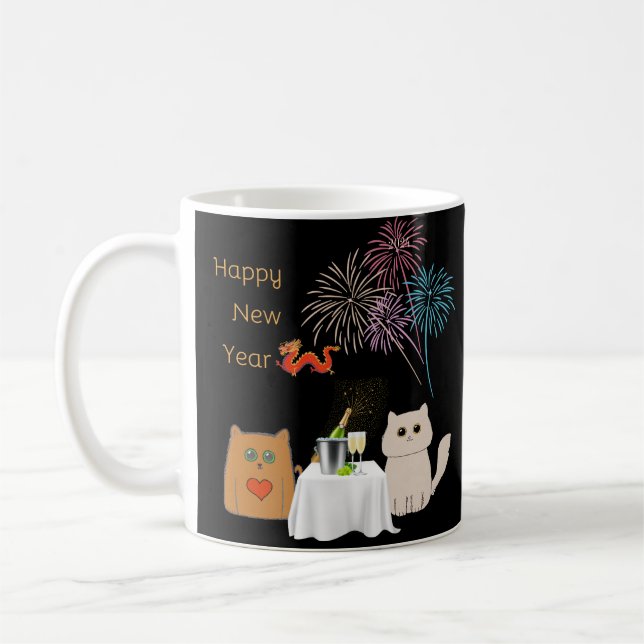 Taza De Café Fuegos artificiales de Año Nuevo y elegante celebr (Izquierda)