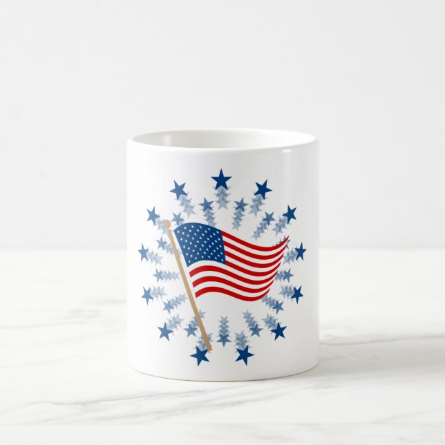 Taza De Café Fuegos artificiales de la bandera estadounidense S (Centro)