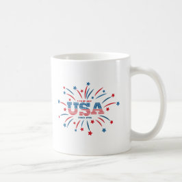 Taza De Café Fuegos artificiales Estados Unidos Patriótico Rojo