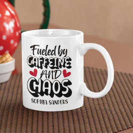 Taza De Café Fueled by Caffeine and Chaos Funny Coffee Lovers