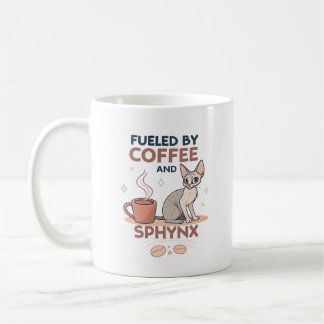 Taza De Café Fueled by Coffee and Sphynx Cat Art