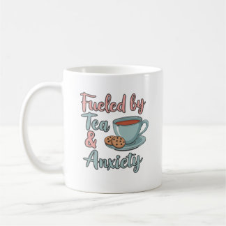 Taza De Café Fueled by Tea and Anxiety Mug – Funny Tea Lover 